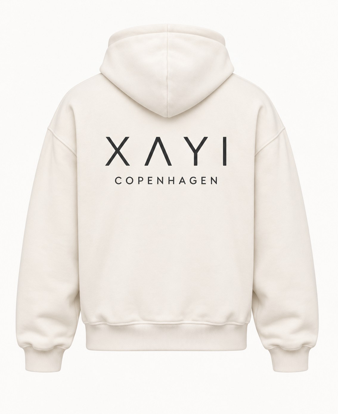 Off-white XAYI Core Hoodie set bagfra med XAYI Copenhagen-logo